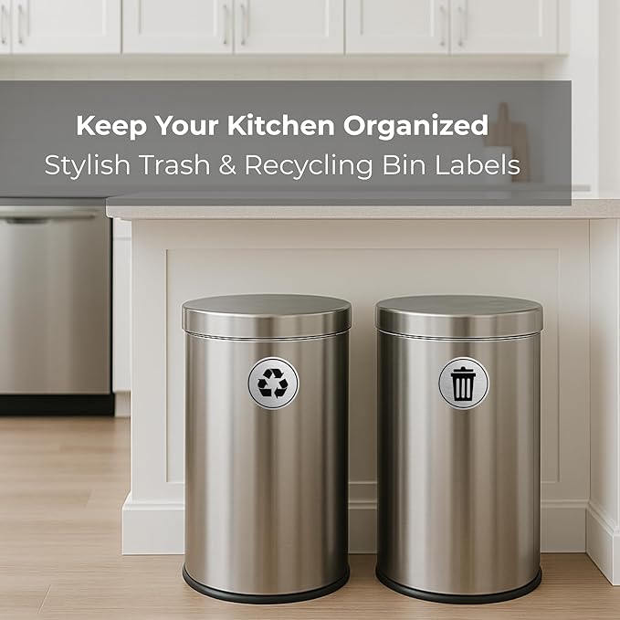 Trash and Recycle Stickers Set of 2 | Indoor Outdoor UV Stable & Weatherproof | - Image 2