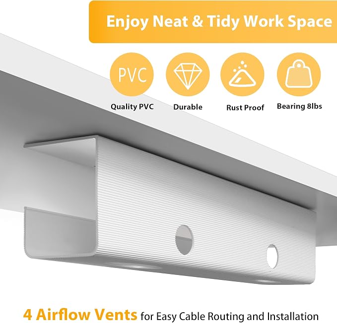 ZhiYo 2 Pack Large Capacity Cable Management Tray, Under Desk Cable Tray 31.5in - Image 5