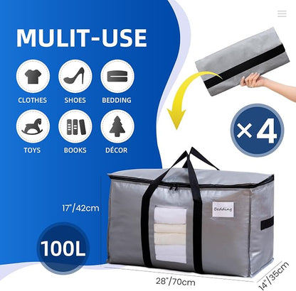 TAILI Extra Large Moving Bags, 4 Pack Silver Heavy Duty Totes - Image 2