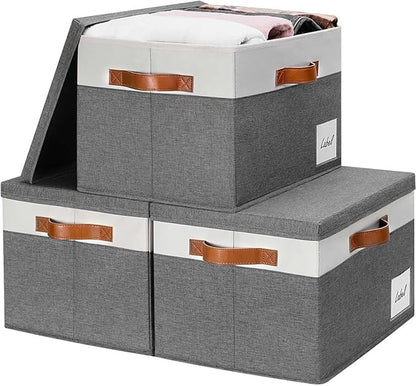 GhvyenntteS Storage Bins with Lids 3 Pack, Large Storage Baskets with Lids and by GhvyenntteS