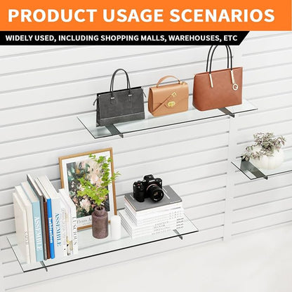 10" Black Slat Wall Shelf Brackets, Floating Metal Slat Wall Accessories - Image 7