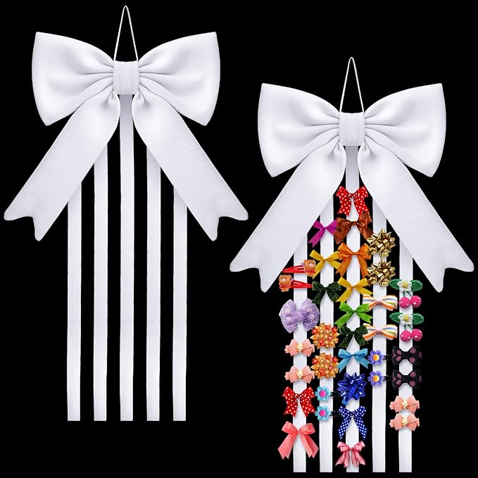 Weysat White Bow Organizer for Girls Huge Bow Holder for Girls Hair Bows Claw by Weysat