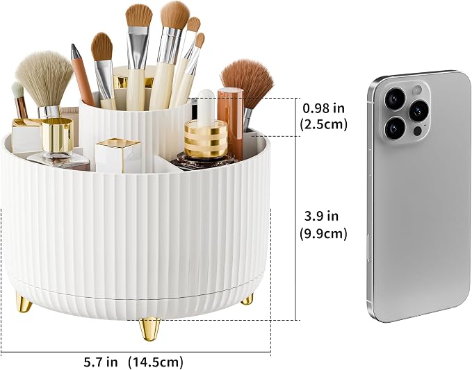 360° Rotating Desktop Women Brush Holder Organizer, Makeup Organizers Countertop - Image 6