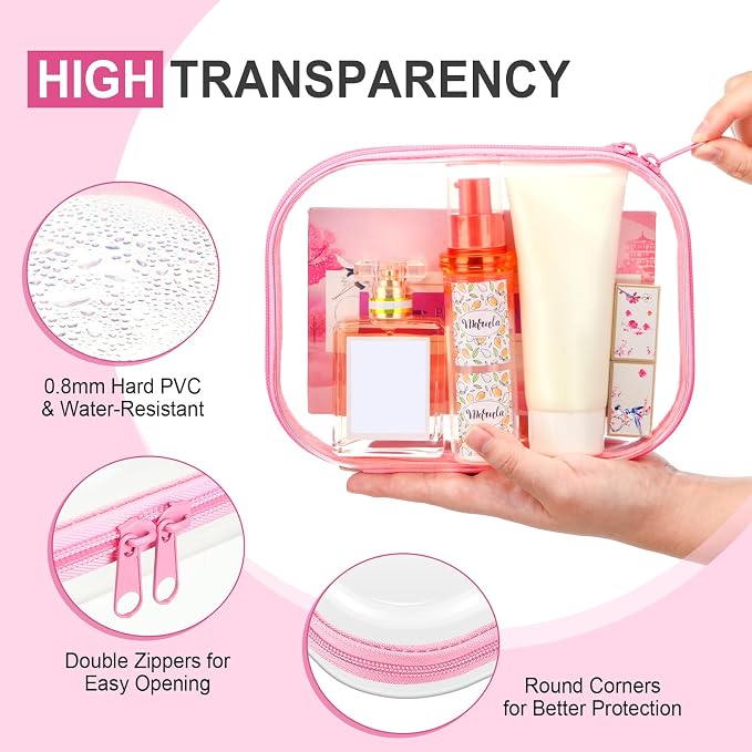 Sanwuta 6 Pcs Clear Hard Zipper Case Hard Plastic Zipper Pouches Transparent - Image 4