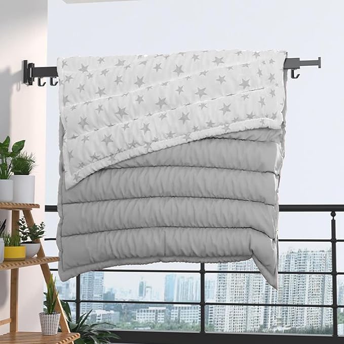 Wall Mounted Clothes Hanger Rack, Retractable Clothes Drying Rack Folding Indoor - Image 6