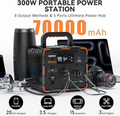 300W Portable Power Station, Solar Generator 259Wh, 000mAh LiFePO4 Battery - Image 2