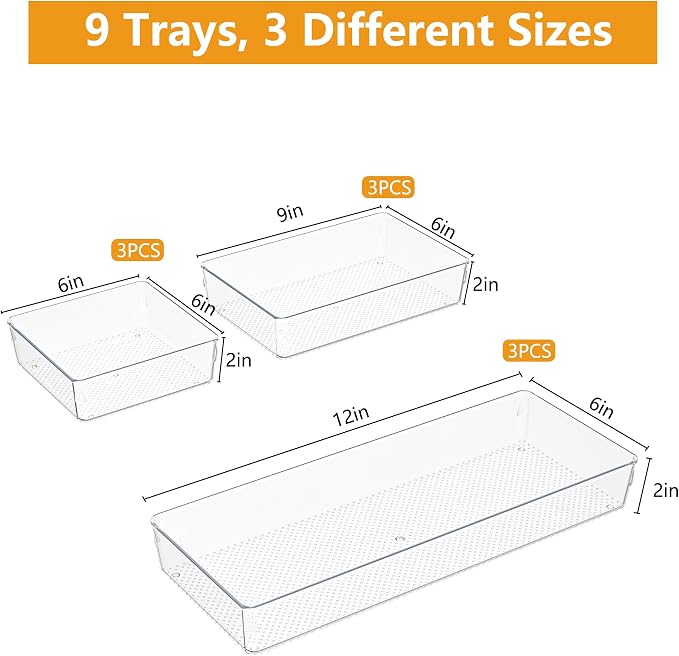 Clear Plastic Drawer Organizer Set - Image 4