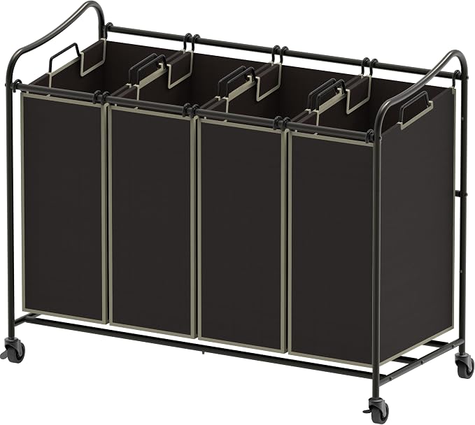 Simple Houseware 4-Bag Heavy Duty Laundry Sorter Rolling Cart by SimpleHouseware