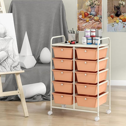 Giantex 10 Drawers Rolling Cart, Classroom Organizers, Storage Cart - Image 4