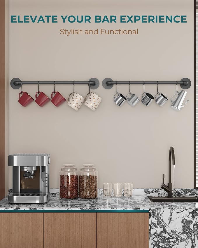 OROPY Wall Mounted Pot Pan Rack 21'' Set of 2, Industrial Utensils Wall Hanger - Image 7