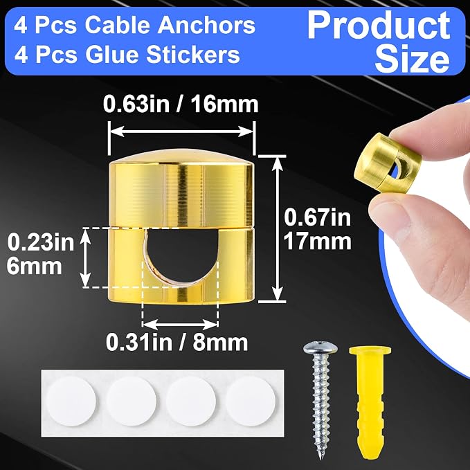 4 Sets Charger Holders for Cords, Adhesive Metal Cord Clips, Cable Management - Image 2