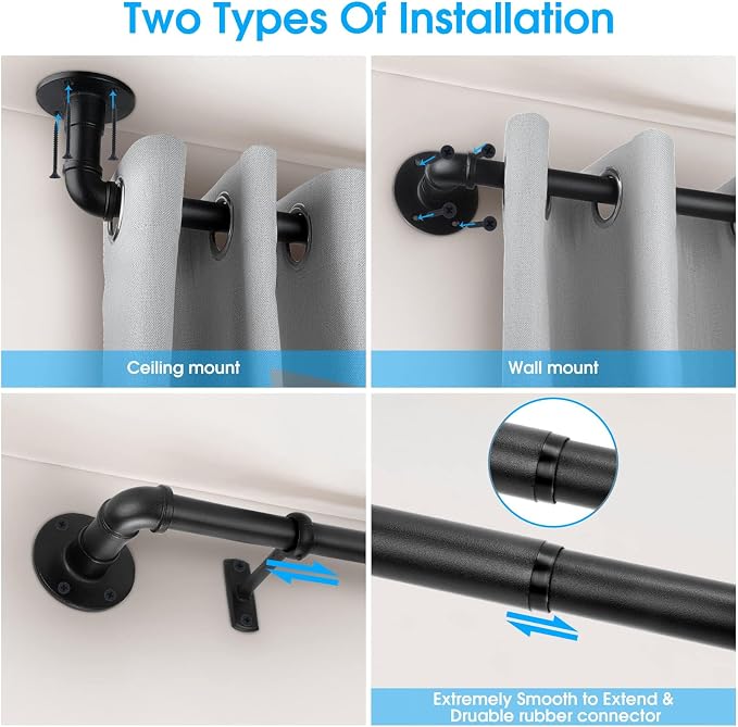 Industrial Curtain Rod, 1 Inch, 30-120" - Image 4