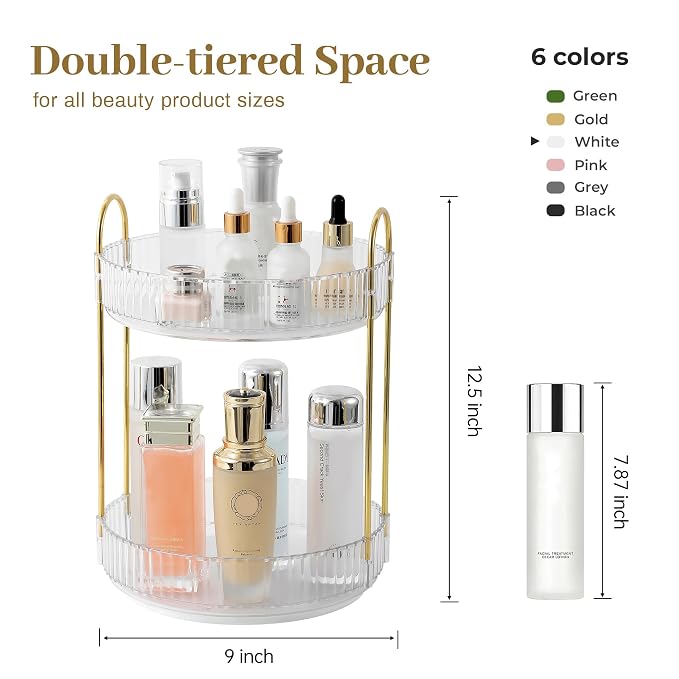 Rotating Makeup Organizer for Vanity, Skincare Make Up Storage Perfume - Image 3