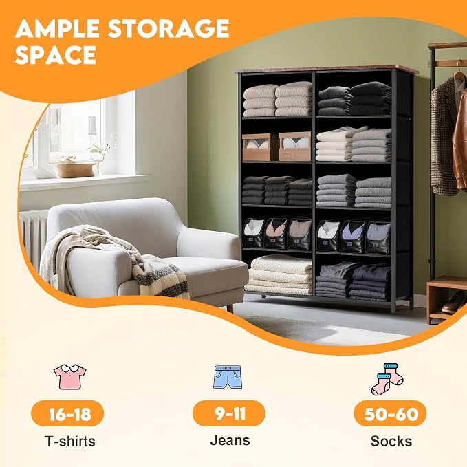 Curved Profile Dresser for Bedroom, Chest of Drawers, 10 Storage Drawers - Image 6