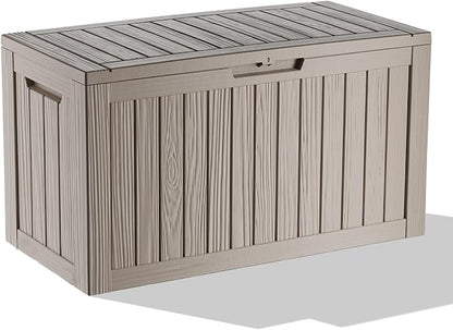 86 Gallon Outdoor Deck Box, Storage Lockable Waterproof Patio Furniture by MAIUSCOLI