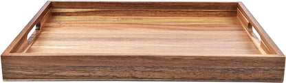 Acacia Wood Serving Tray with Handles – Decorative Serving Trays Platter - Image 2