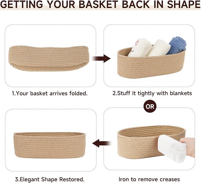 Temary Toilet Paper Basket, Narrow Cotton Rope Storage Bins - Image 8