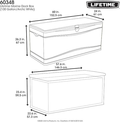 LIFETIME Outdoor Storage Deck Box, 130 Gallon, Arctic White, UV-Protected - Image 8