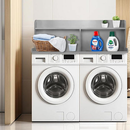 Royxen 2-Tier Washer Dryer Countertop, 19.5"H Wood Washer and Dryer Topper - Image 2