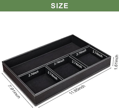 GORESE Faux Leather Valet Tray for Men, Stackable Jewelry Trays Drawer - Image 3