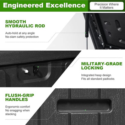 260 Gallon Outdoor Storage Box Waterproof, Extra Large Plastic Outside Deck Box - Image 6