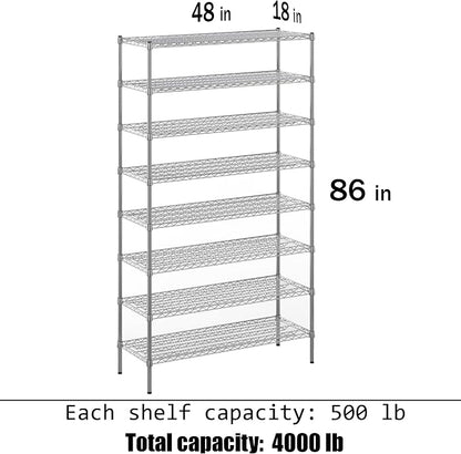 18" Deep x 48" Wide x 86" Height Wire Shelving Kit | 8-Tier | NSF Commercial - Image 3