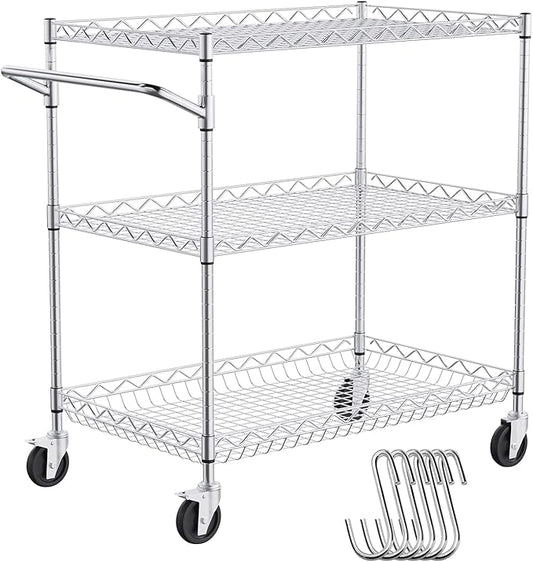 VEVOR Kitchen Utility Cart, 3 Tiers, Wire Rolling Table by VEVOR