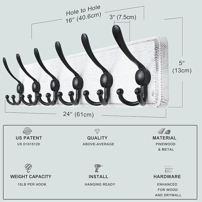 Dseap Coat Rack Wall Mounted - Image 3