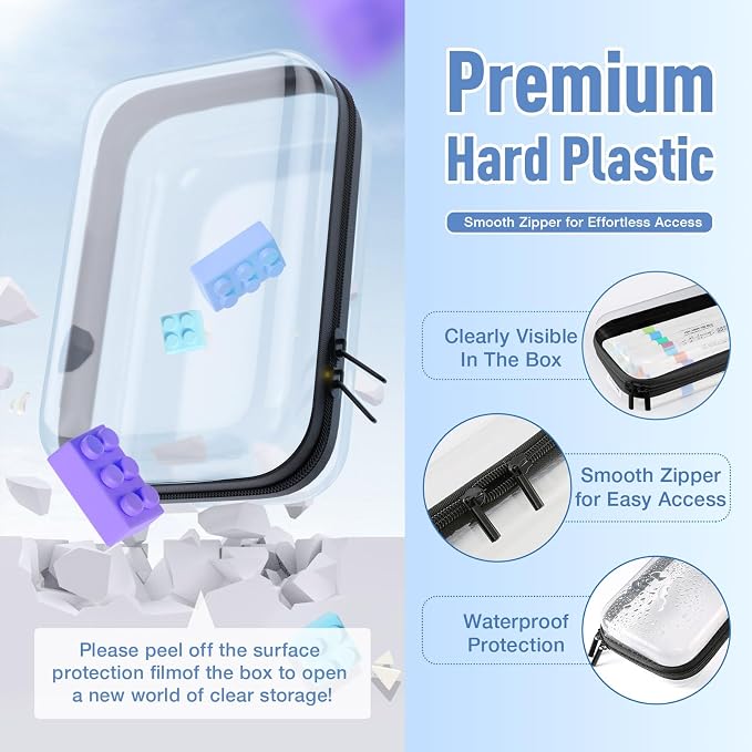 2Pcs Clear Hard Shell Zipper Case, Craft - Image 3