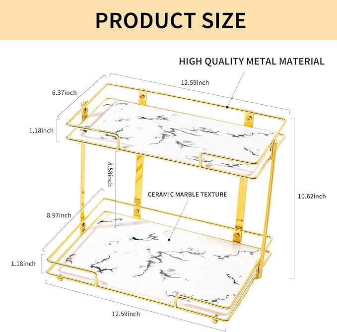 2 Tier Bathroom Cabinet Countertop Organizer Perfume Lipstick Makeup Organizer - Image 2