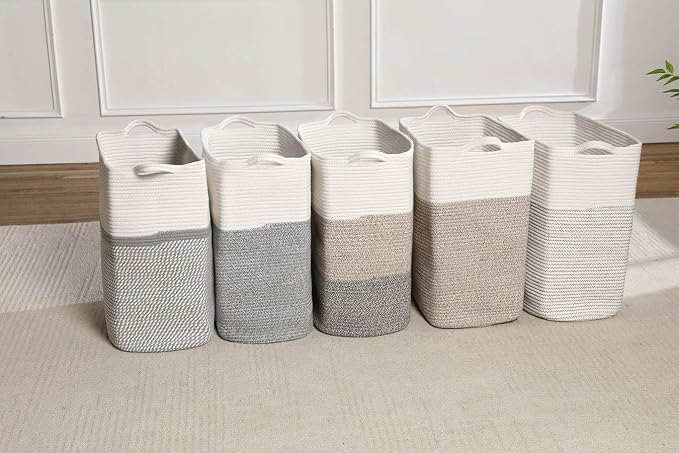 Tall Laundry Basket With Handles, Woven Cotton Rope Big Laundry Hamper Sorters - Image 7
