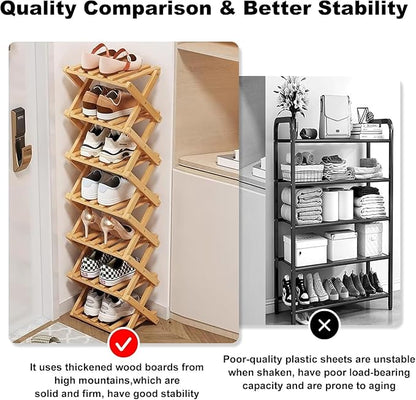 YYW Bamboo Shoe Rack for Entryway, Free Free Standing Shoe Racks Shelf Closet - Image 5