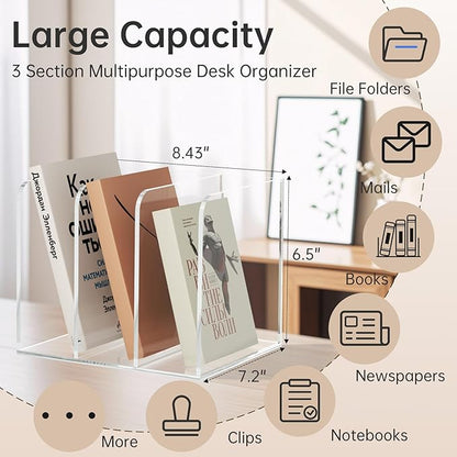 Acrylic Desk Organizer Book Organizer, Magazine File Holder, Vertical File - Image 2
