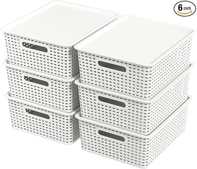 Hespama 6-Pack Plastic Weave Storage Basket by Hespama