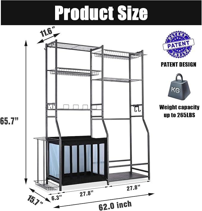 Mythinglogic Garage Sports Equipment Storage, 2 Golf Bag Storage Stand and - Image 6