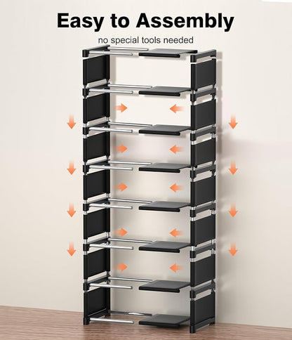 8-Tier Shoe Rack Organizer, Vertical Narrow Space Saving Storage Metal Free - Image 6