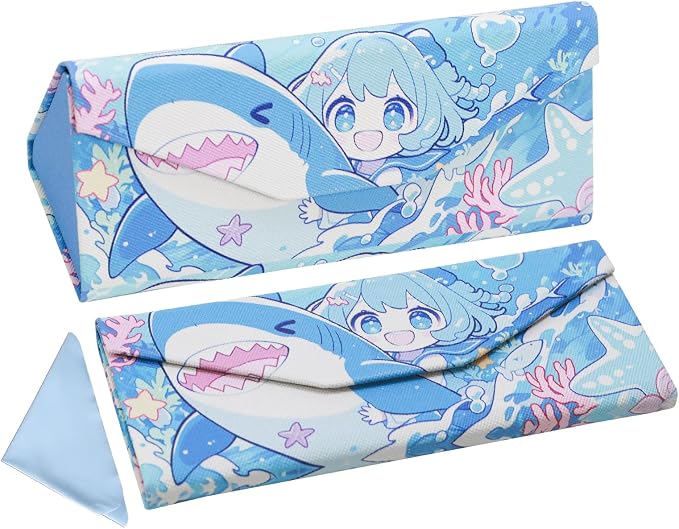 Foldable Glasses Case, Magnetic PU Leahter Sunglasses Case, Cute Hard Shell by FLYINGMAGE