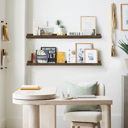 Forbena 36 Inch Long Picture Ledge Shelf, Wooden Floating Shelves - Image 4