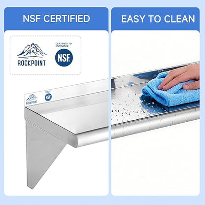 ROCKPOINT Stainless Steel Shelf 12 x 30 Inches 280lb, 2 Pack NSF Metal - Image 5