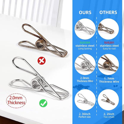 40 Pack Wire Clothes Pins Heavy Duty Outdoor, Stainless Steel ClothesPins - Image 3
