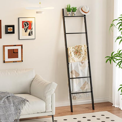 BAMBANG 6-Tier Blanket Ladder for Living Room, Blanket Quilt Ladder Rack Rustic - Image 7