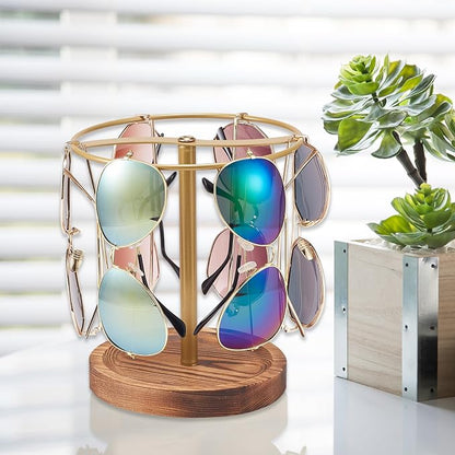 Sunglasses Organizer Wood Glasses Holder Stand, Metal Sunglass Storage Display - Image 7