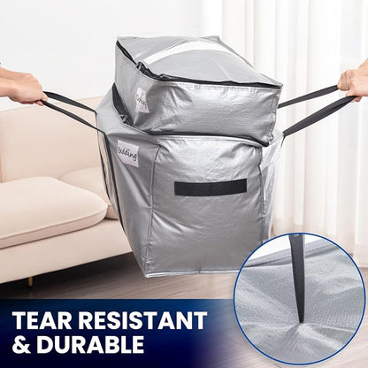 TAILI 2 Tier Extra Large Moving Bags, 2 Pack Silver Heavy Duty Totes - Image 5