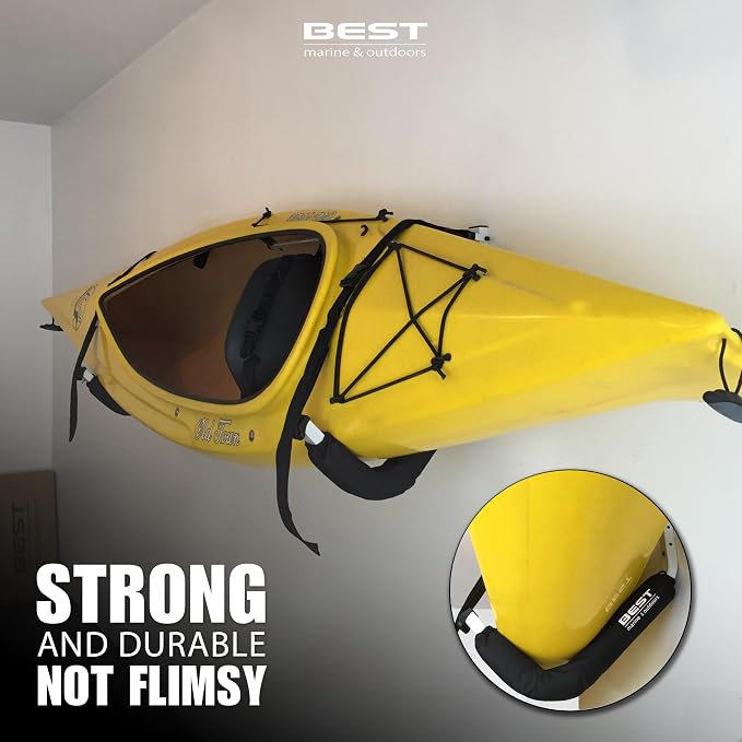 Best Marine and Outdoors Kayak Storage Rack, 2 Premium Wall Mount Racks - Image 5