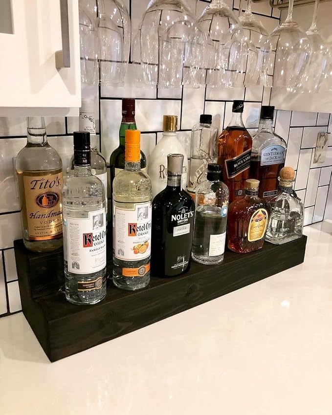 Tiered Bottle Shelf | 2 Tier Liquor Bottle Display | Bar Organization | Wine - Image 10