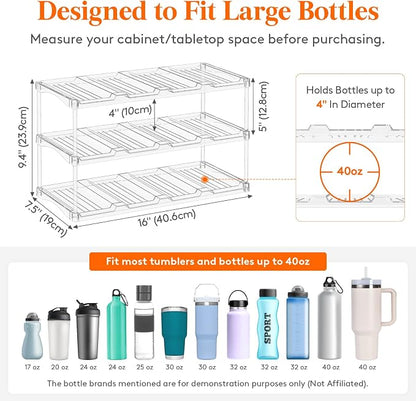 Lifewit Stackable Water Bottle Storage Organizer, Plastic Large Compartment - Image 3