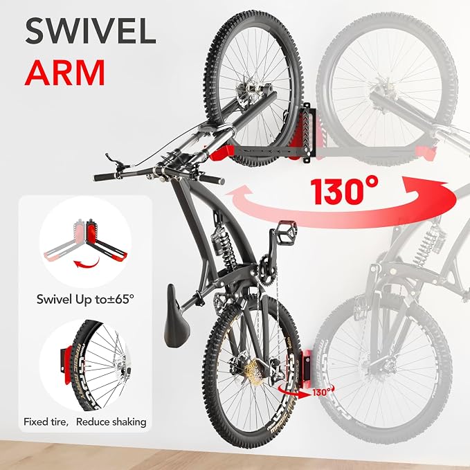 2-Pack Swivel Bike Rack Wall Mount, Bike Hangers - Image 4