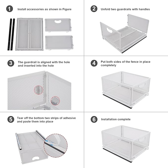 Sliding Cabinet Basket Organizer Drawer Self Adhesive Slide out Pantry Shelves - Image 7