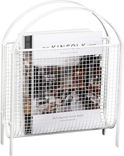 MyGift Mid-Century Design Magazine Rack, Matte Black Tone Metal Mesh by MyGiftHome