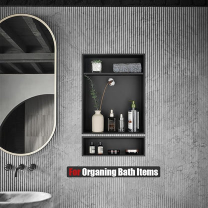 JQK Shower Niche No Tile Need, 304 Stainless Steel Recessed Shower Caddy - Image 3